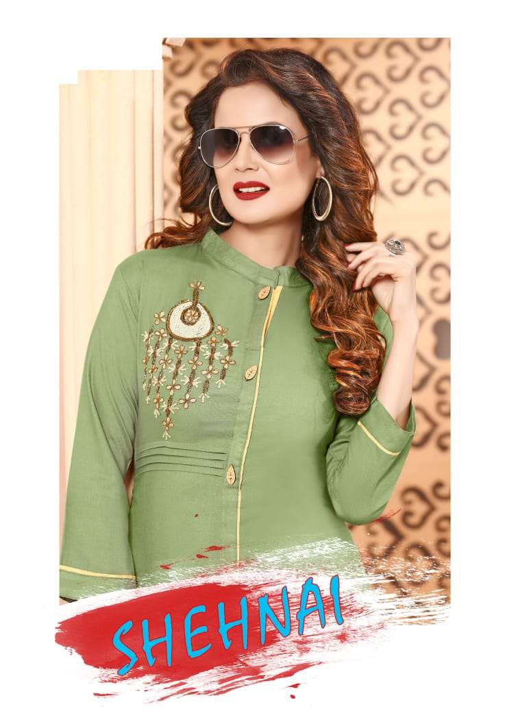 SHEHNAI BY NEETI CREATION 1001 TO 1008 WEAR COLLECTION BEAUTIFUL STYLISH FANCY COLORFUL PARTY WEAR & OCCASIONAL WEAR RAYON 14 KG KURTIS AT WHOLESALE PRICE